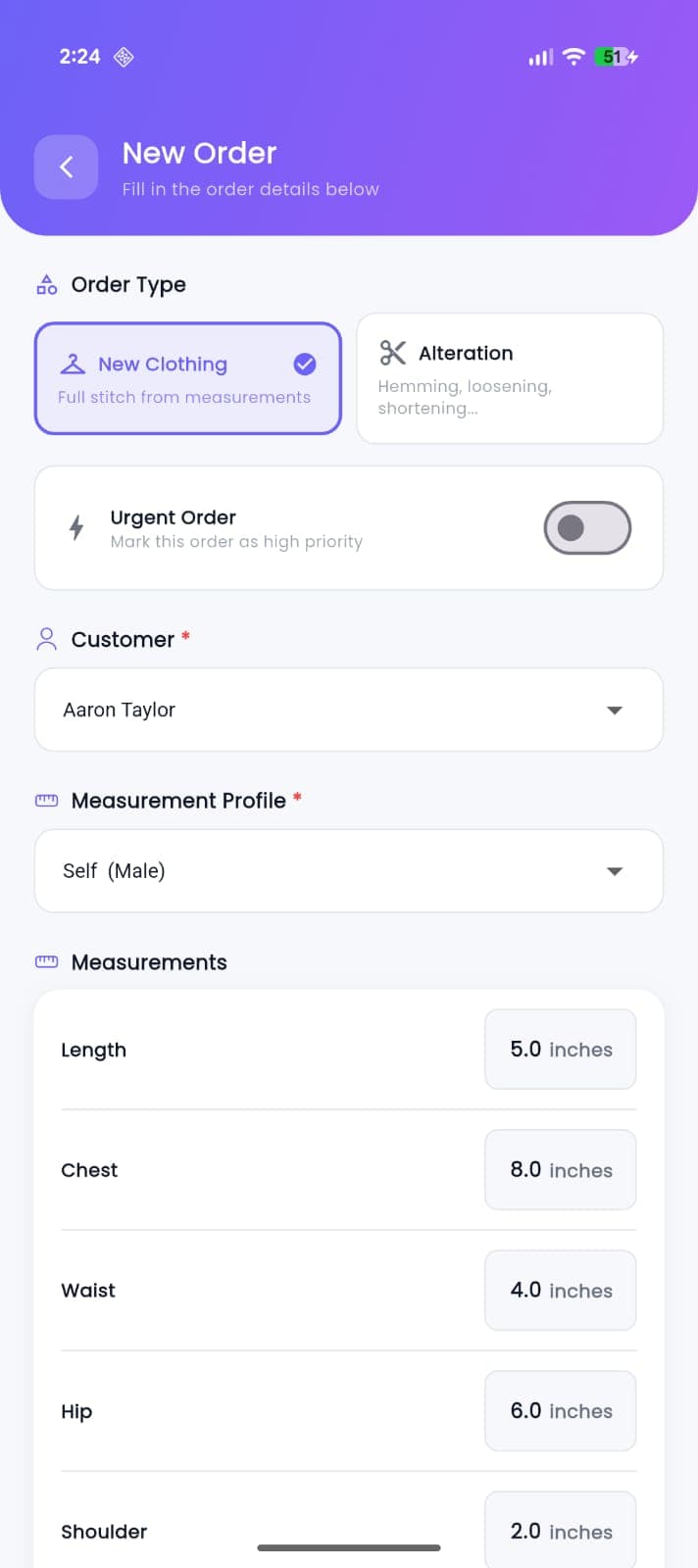 TailorKonnect — New Order